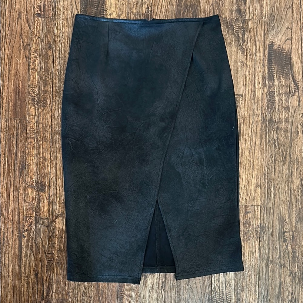 Free People Faux Suede Black Pencil Skirt Sz. Sm